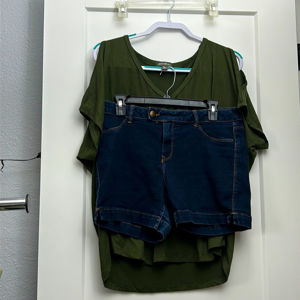 Eddie Bauer Shirt & Off Brand Shorts
